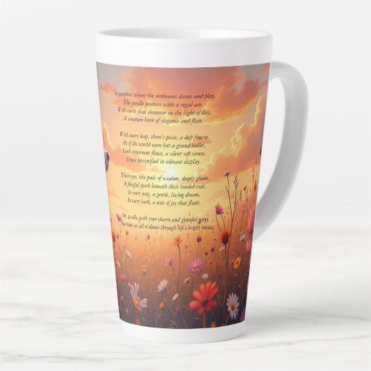 Tasse Latte Un mignon poisson blanc et poème (Angle droit)