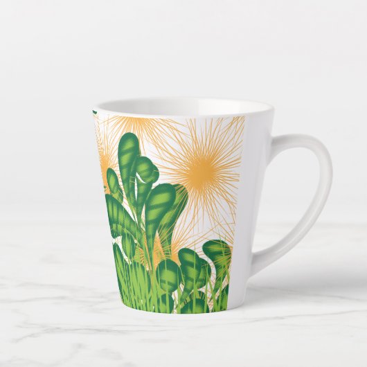 Tasse Latte Un motif artistique vert et or représentant un arb (Droite)