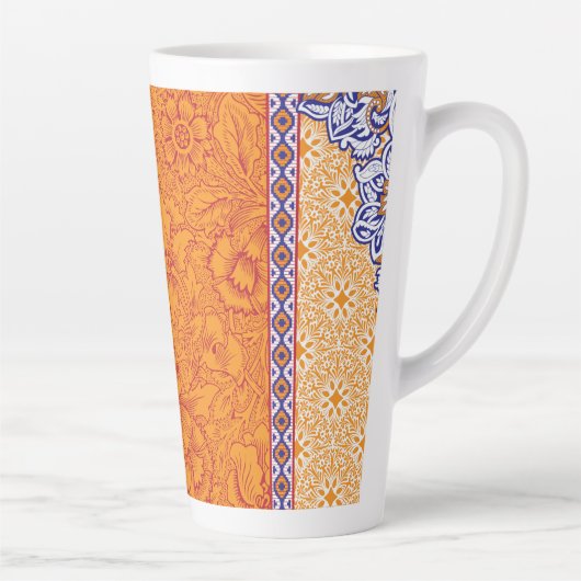 Tasse Latte Un motif cachemire en orange et bleu, (Droite)