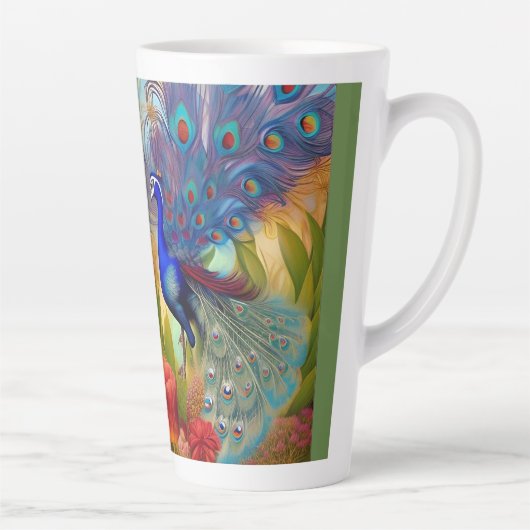 Tasse Latte Un paon (Droite)