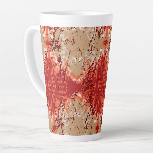Tasse Latte Un tissu orangé et marron motif, (Angle gauche)