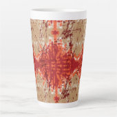 Tasse Latte Un tissu orangé et marron motif, (Devant)