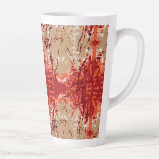 Tasse Latte Un tissu orangé et marron motif, (Droite)