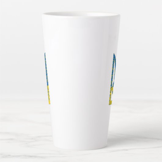 Tasse Latte Un trident ukrainien texturé drapeau d'Ukraine cou (Devant)