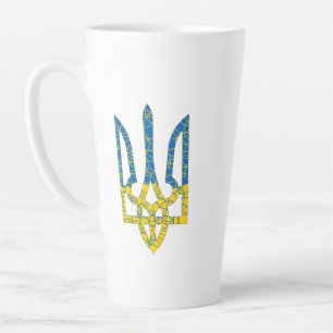 Tasse Latte Un trident ukrainien texturé drapeau d'Ukraine cou