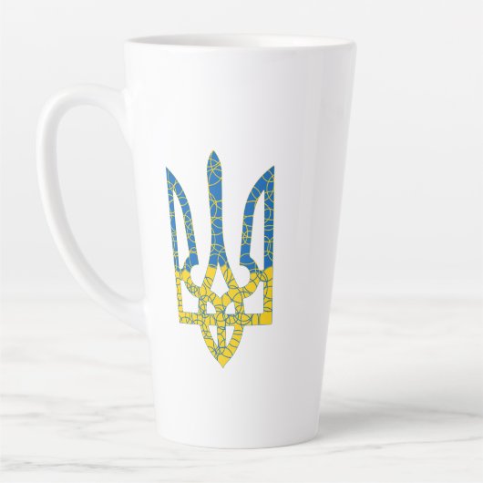 Tasse Latte Un trident ukrainien texturé drapeau d'Ukraine cou (Gauche)