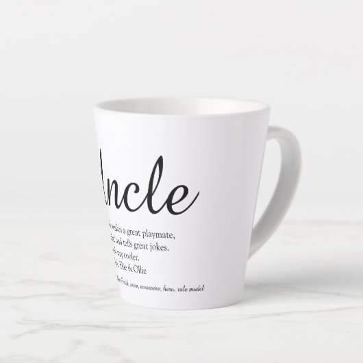 Tasse Latte Uncle Cool amusant Élégant script noir et blanc (Angle droit)