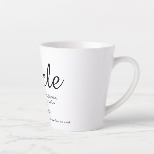 Tasse Latte Uncle Cool amusant Élégant script noir et blanc (Droite)