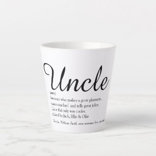 Tasse Latte Uncle Cool amusant Élégant script noir et blanc