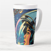 Tasse Latte Une astronaute rencontre un Alien extra-terrestre (Angle droit)