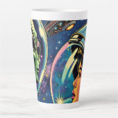 Tasse Latte Une astronaute rencontre un Alien extra-terrestre (Devant)