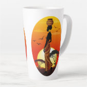 Tasse Latte Une belle femme africaine Silhouette sur les solei (Angle droit)