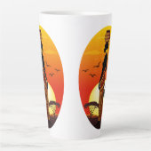 Tasse Latte Une belle femme africaine Silhouette sur les solei (Devant)