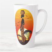 Tasse Latte Une belle femme africaine Silhouette sur les solei (Droite)