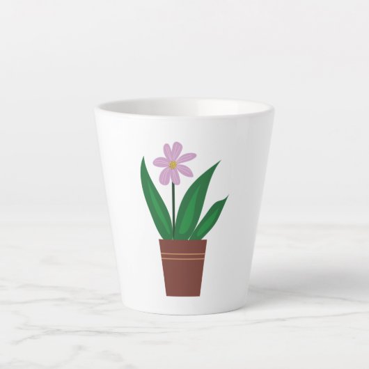 Tasse Latte Une fleur violette dans un pot (Devant)