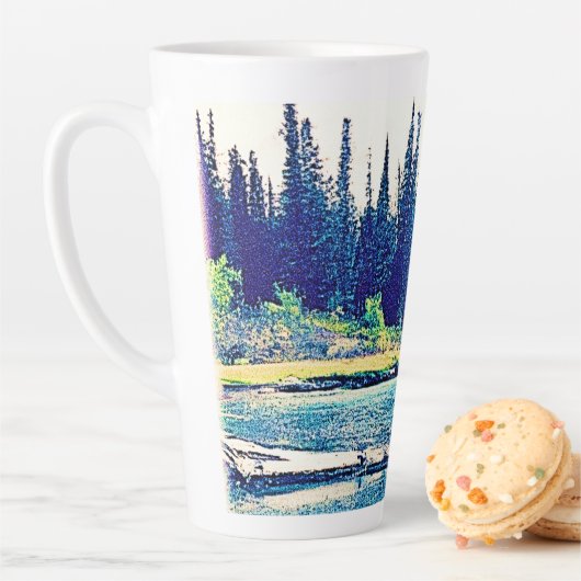 Tasse Latte Une Forêt Sauvage Canadienne Majestueuse. Commande (En situation)