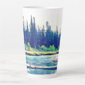 Tasse Latte Une Forêt Sauvage Canadienne Majestueuse. Commande (Devant)