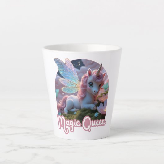 Tasse Latte Une licorne blanche aux ailes (Devant)