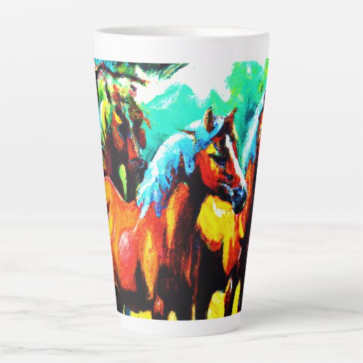 Tasse Latte Une pièce d'art Cheval brillante et joyeuse. Comma (Devant)