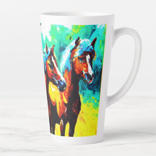 Tasse Latte Une pièce d'art Cheval brillante et joyeuse. Comma (Droite)