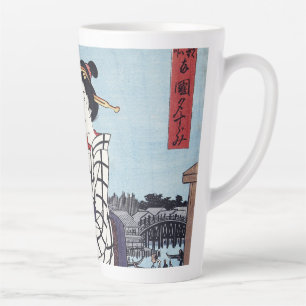 Tasse Latte Une soirée d'été fraîche au pont, Utagawa Hiroshig