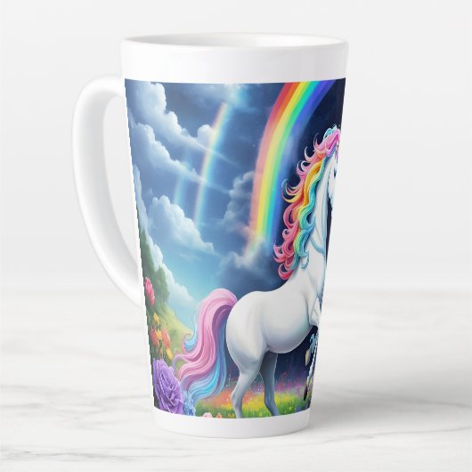 Tasse Latte Unicorne arc-en-ciel une (Angle gauche)