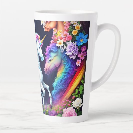 Tasse Latte Unicorne arc-en-ciel une (Droite)
