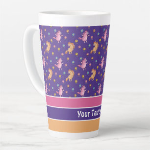 Tasse Latte Unicornes lunaires et jolies fleurs Motif