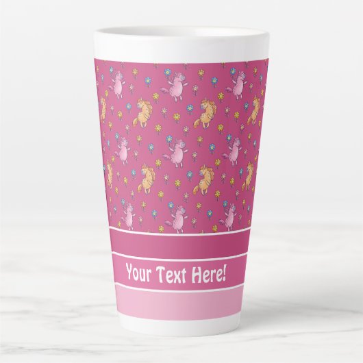 Tasse Latte Unicornes lunaires et jolies fleurs Motif (Devant)