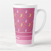 Tasse Latte Unicornes lunaires et jolies fleurs Motif (Droite)
