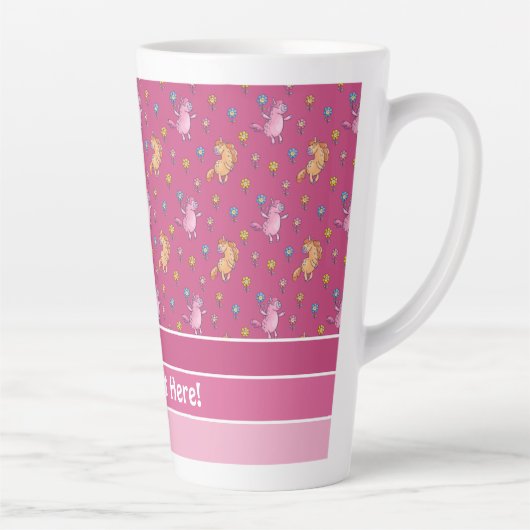 Tasse Latte Unicornes lunaires et jolies fleurs Motif (Droite)
