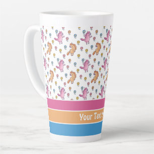 Tasse Latte Unicornes lunaires et jolies fleurs Motif
