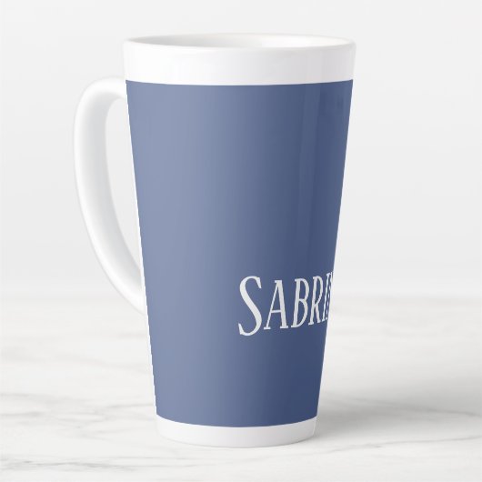 Tasse Latte Unique Élégant Plat Bleu Simple (Angle gauche)