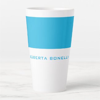 Tasse Latte Unique Moderne Minimaliste Bleu Blanc Blanc Ajoute
