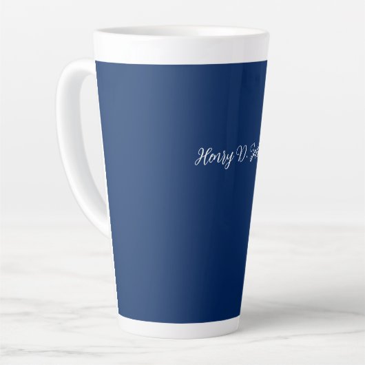 Tasse Latte Unique Navy Blue Classical Handwriting Plain (Angle gauche)