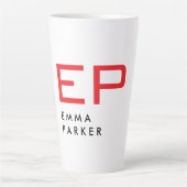 Tasse Latte Unique Nom propre Noir Blanc tendance Monogramme r (Devant)