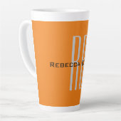 Tasse Latte Unique Unique Orange Initiales Monogramme Moderne (Angle gauche)