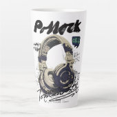Tasse Latte Urban Retro Headphone Vibe Illustration (Devant)