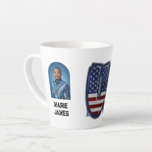 Tasse Latte USA Flag Graffity Personalized Text (Angle gauche)