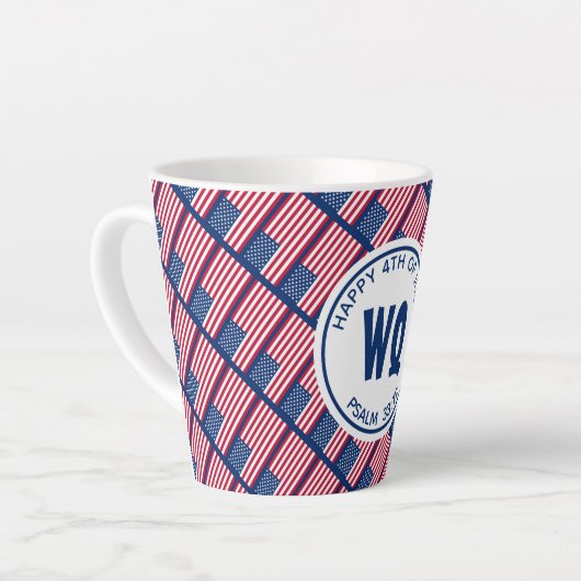 Tasse Latte USA patriotique | Joyeux 4 juillet | Drapeau améri (Angle gauche)