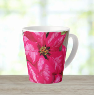 Tasse Latte Vacances Poinsettias Variées Roses