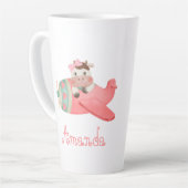 Tasse Latte Vache d'aquarelle mignonne en avion rouge, Personn (Angle gauche)