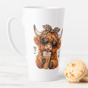 Tasse Latte Vache des Highlands Mignonne Impression Léopard Bo