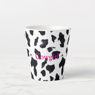 Tasse Latte Vache Imprimée Noir Blanc Cowgirl