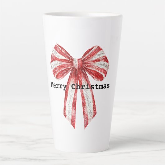 Tasse Latte Vaches blanches de menthe rouge de Noël (Devant)