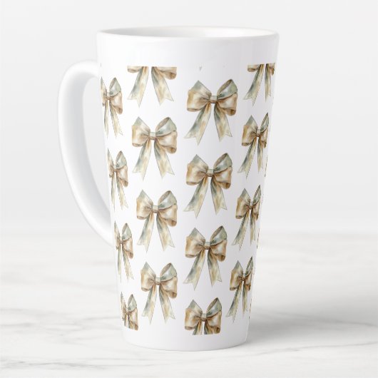 Tasse Latte Vaches en or blanc rustique de Noël (Angle gauche)