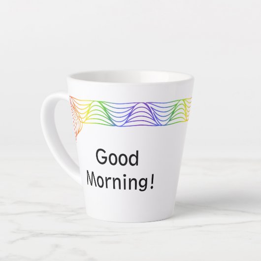Tasse Latte Vague de chaleur arc-en-ciel en latte personnalisé (Angle gauche)