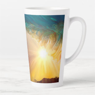 Tasse Latte Vague tropicale brillante se brisant au coucher du