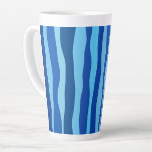 Tasse Latte Vagues de bleu cyan marine cobalt bleu ciel