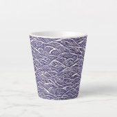 Tasse Latte Vagues et Surf de Linocut Hawaïen (Devant)